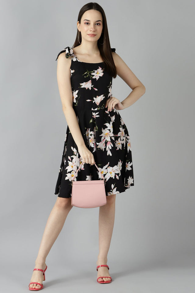 Buy Crepe Floral Top in Black