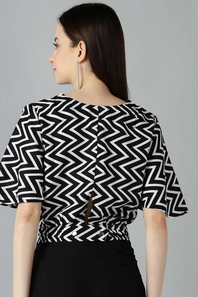 Buy Crepe Top in Black and White