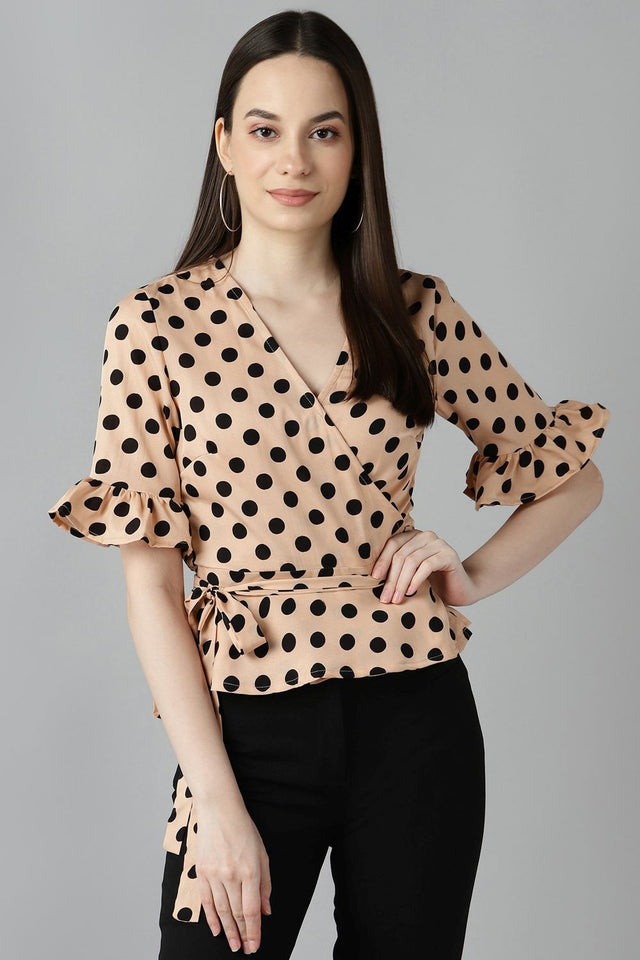 Buy Crepe Polka Dots Top in Yellow