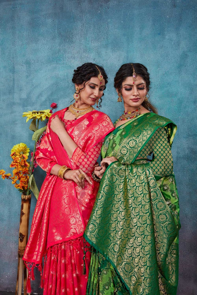 Green Banarasi Woven Saree