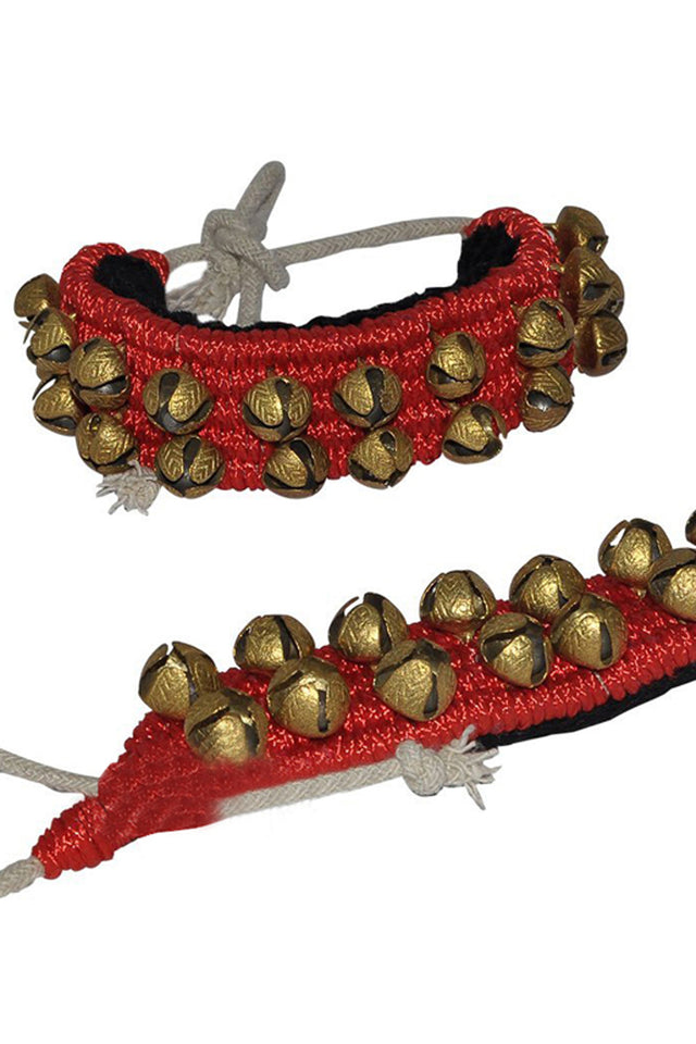 Brass Ghungroo On Red Pad (20+20 Bells) (ghungru-Red-2line-16no)