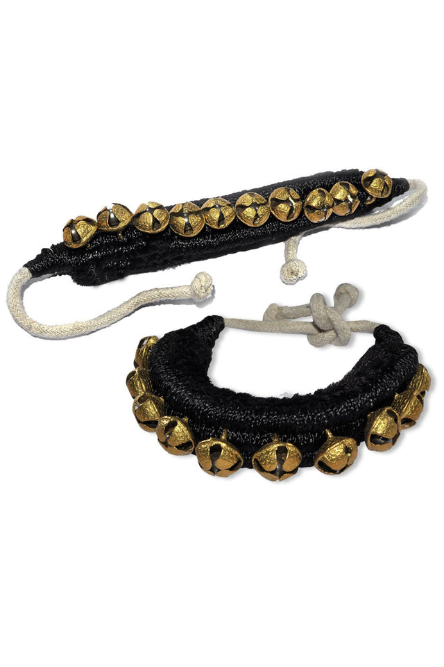 Brass Ghungroo On Black Pad (10+10 Bells) (ghungru-black-1line-16no)