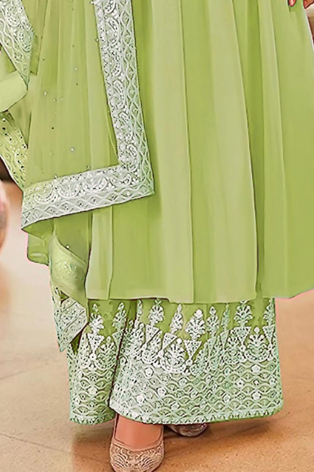 Green Georgette Pakistani Palazzo Suit
