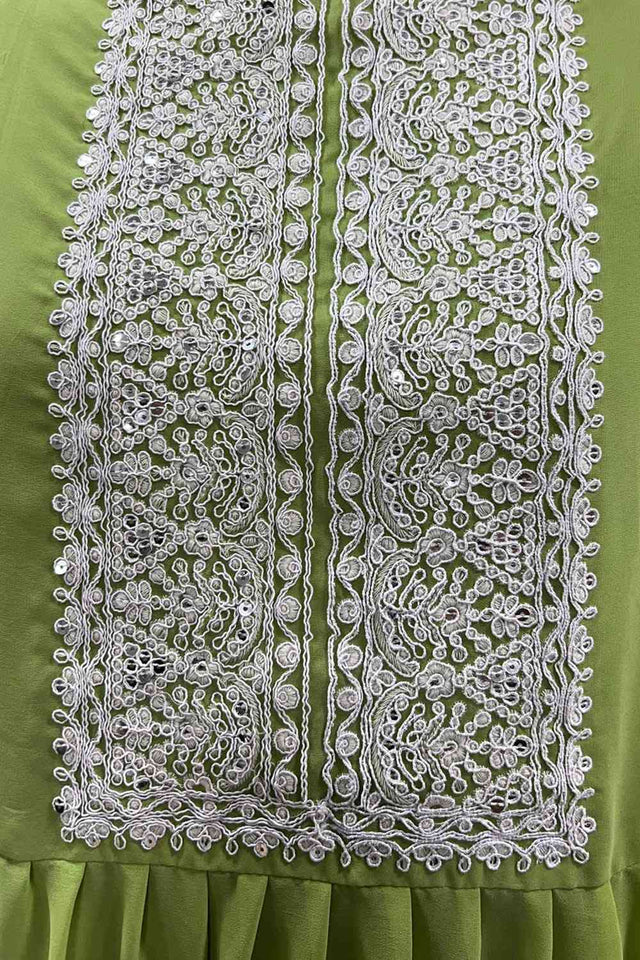 Green Georgette Pakistani Palazzo Suit