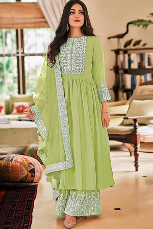 Green Georgette Pakistani Palazzo Suit