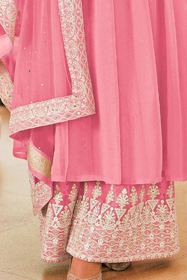 Pink Georgette Pakistani Palazzo Suit