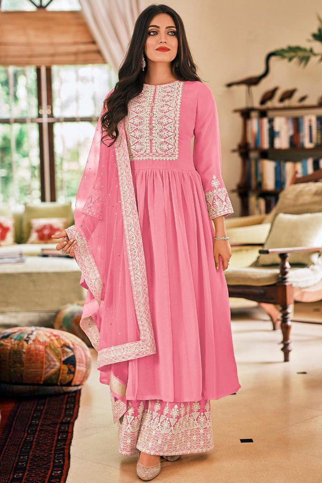 Pink Georgette Pakistani Palazzo Suit
