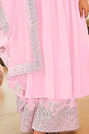 Baby Pink Georgette Pakistani Palazzo Suit