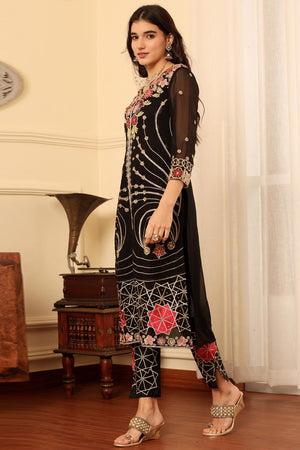 Black Georgette Embroidered Pakistani Suit