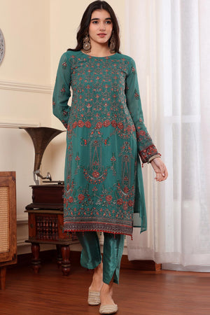 Rama Green Georgette Embroidered Pakistani Suit