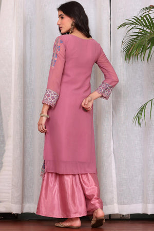 Pink Georgette Embroidered Pakistani Suit