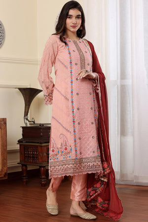 Pink Georgette Embroidered Pakistani Suit