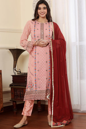 Pink Georgette Embroidered Pakistani Suit