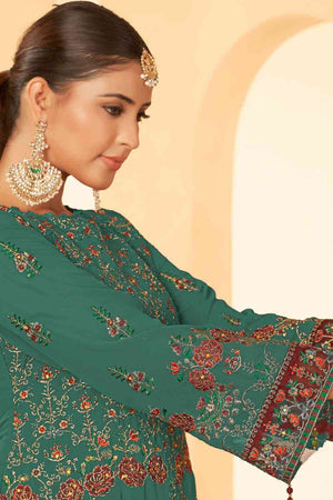 Blue Georgette Embroidered Pakistani Suit