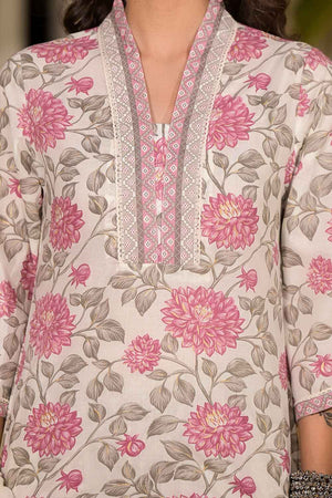 Multi-Color Floral Print Pure Cotton Kurti Pant Set