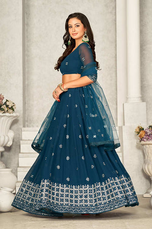 Rama Georgette Embroidery & Sequin Round Neck Lehenga