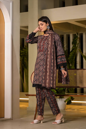 Black Paisley Printed Cotton Straight Cut Suit Set