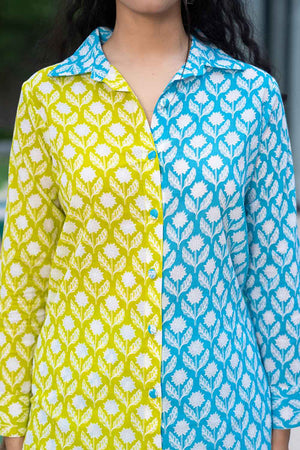 Multi-Color Floral Print Cotton Co-Ord Set