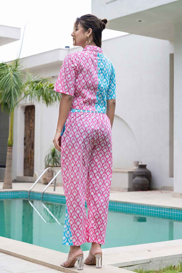 Multi-Color Floral Print Cotton Co-Ord Set