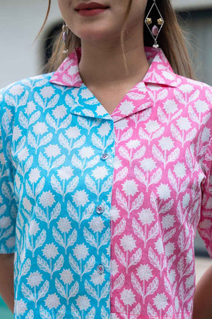 Multi-Color Floral Print Cotton Co-Ord Set