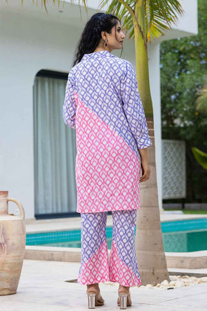 Violet Floral Print Cotton Co-Ord Set