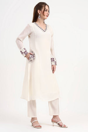 Violet Solid Silk Anarkali Suit Set