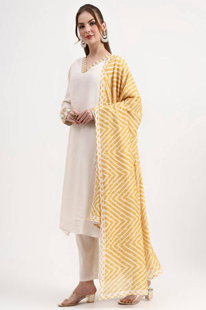 Mustard Solid Silk Anarkali Suit Set