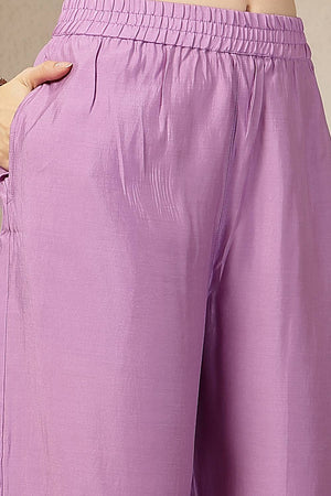 Lavender Embroidered Silk Palazzo Suit Set