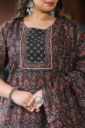 Multi-Color Floral Print Pure Cotton Kurti Pant Set