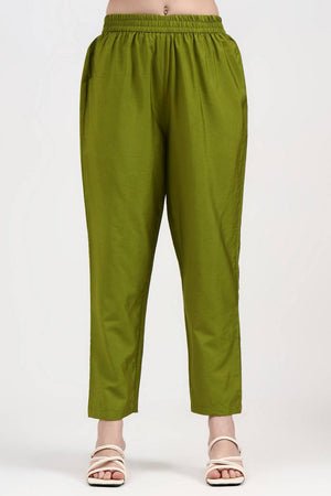 Green Embroidered Silk Straight Cut Suit Set