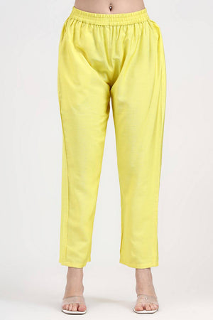 Yellow Embroidered Silk Straight Cut Suit Set