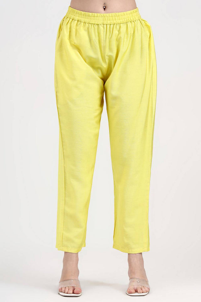 Yellow Embroidered Silk Straight Cut Suit Set