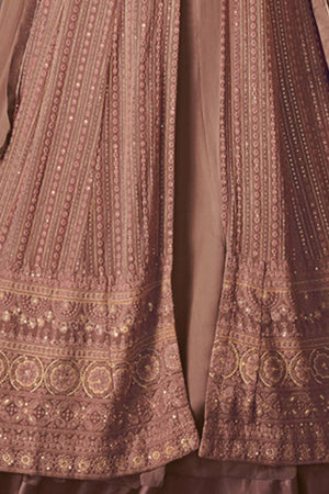 Multi Color Sequin with Embroidered Georgette Gown