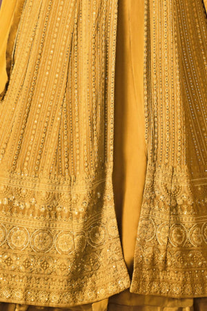 Yellow Sequin with Embroidered Georgette Gown