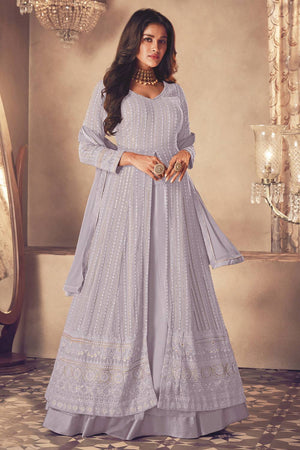 Lavender Sequin with Embroidered Georgette Gown