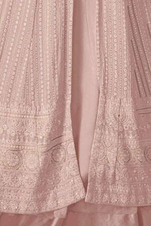 Light Pink Sequin with Embroidered Georgette Gown