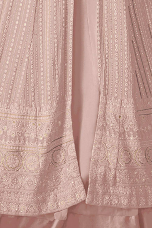 Light Pink Sequin with Embroidered Georgette Gown