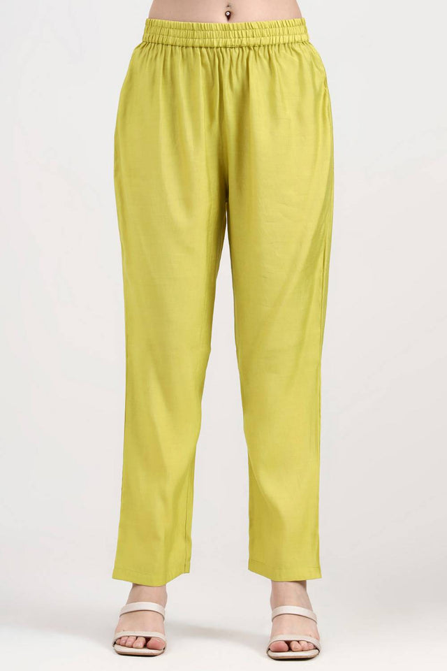 Yellow Embroidered Silk Straight Cut Suit Set