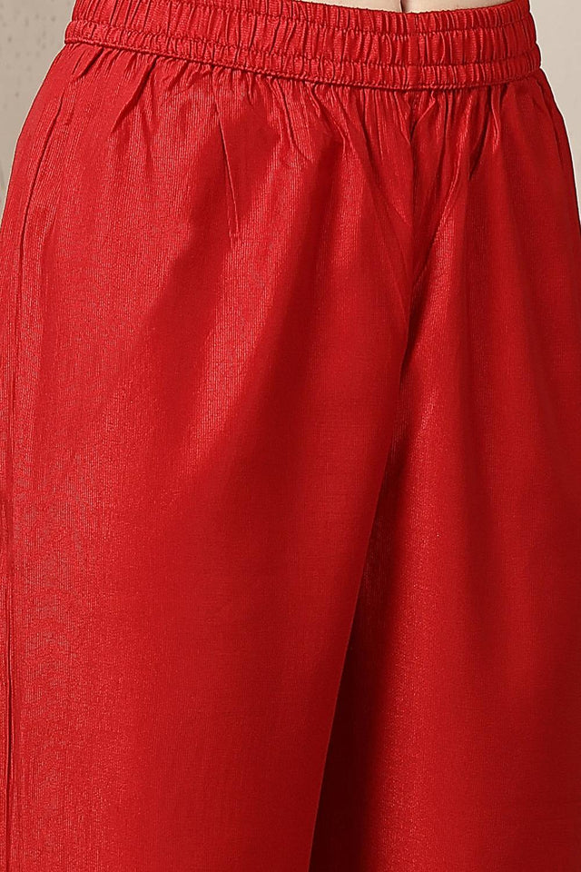 Red Embroidered Silk blend Anarkali Suit Set