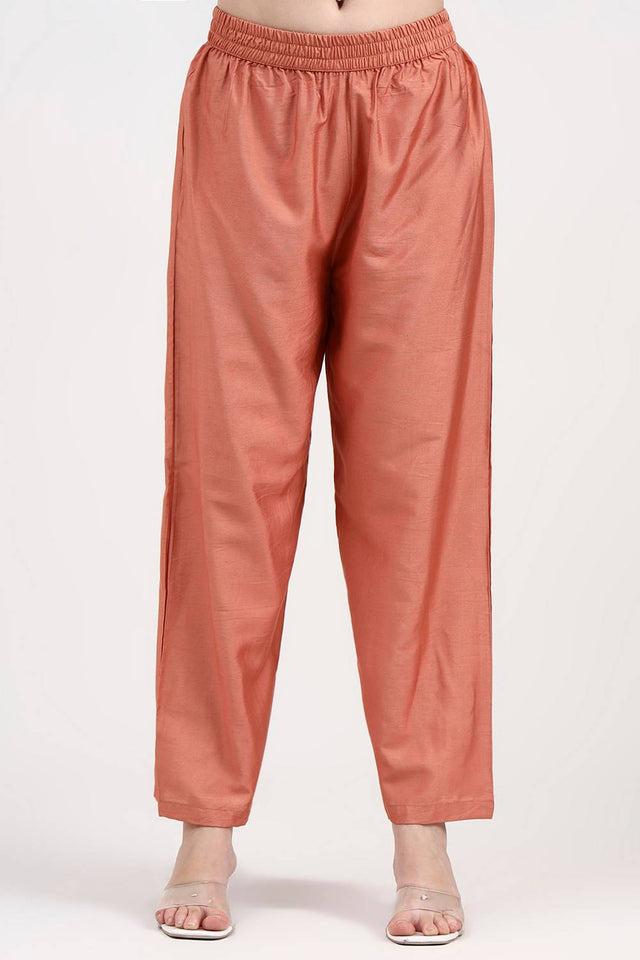 Peach Embroidered Silk Anarkali Suit Set