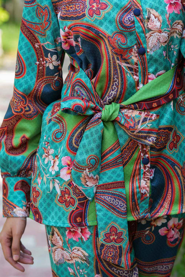 Green Satin Printed Co-Ord Set