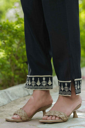 Black Embroidered Silk Co-Ord Set (1476CRDBK)