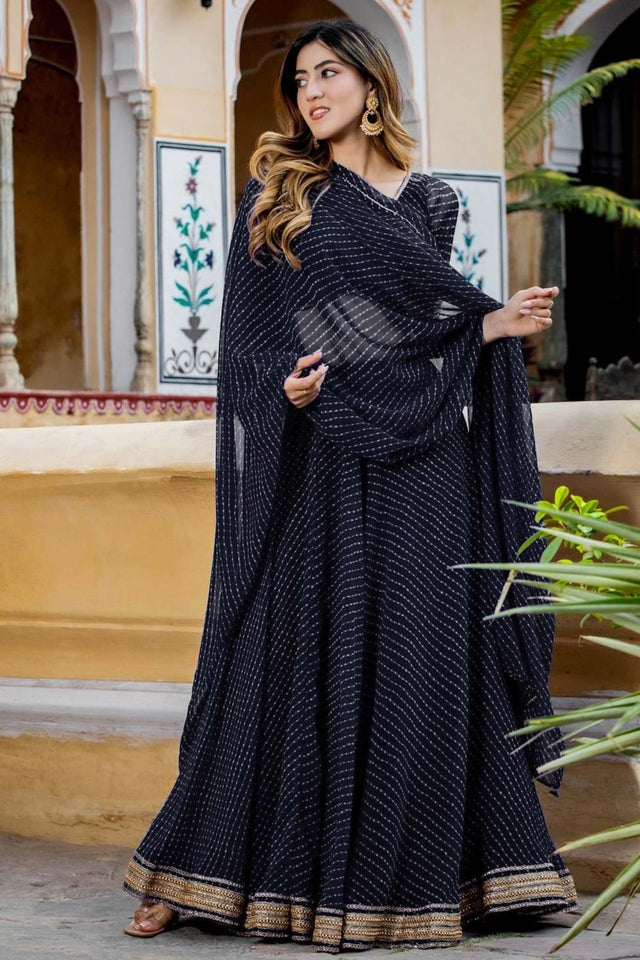 Black Georgette Zari Work Lehenga Choli (15049-Black)
