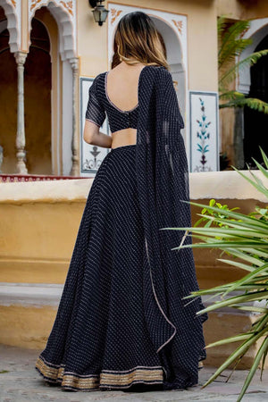 Black Georgette Zari Work Lehenga Choli (15049-Black)