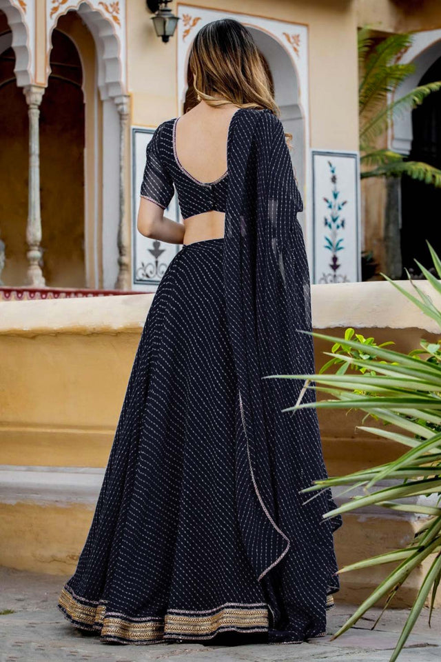 Black Georgette Zari Work Lehenga Choli (15049-Black)