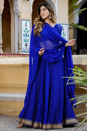 Blue Georgette Zari Work Lehenga Choli (15049-Blue)