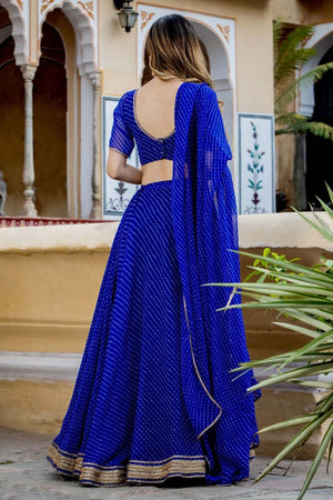 Blue Georgette Zari Work Lehenga Choli (15049-Blue)