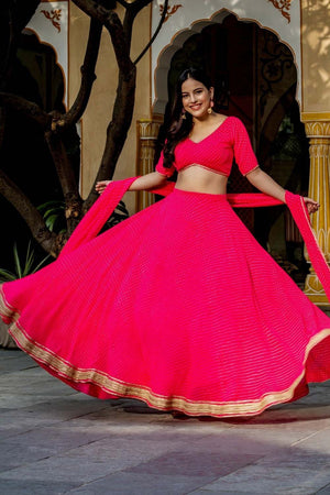 Pink Georgette Zari Work Lehenga Choli (15049-Pink)