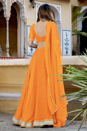 Yellow Georgette Zari Work Lehenga Choli (15049-Yellow)