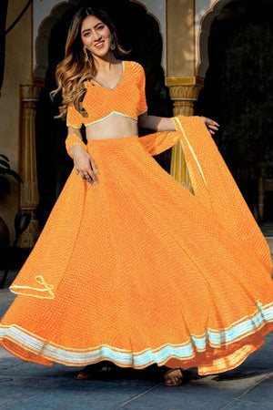 Yellow Georgette Zari Work Lehenga Choli (15049-Yellow)